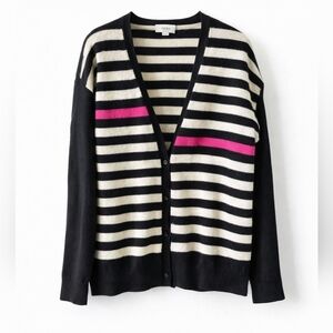 Christopher Fischer Striped Women's Black and pink Cashmere Cardigan size M.